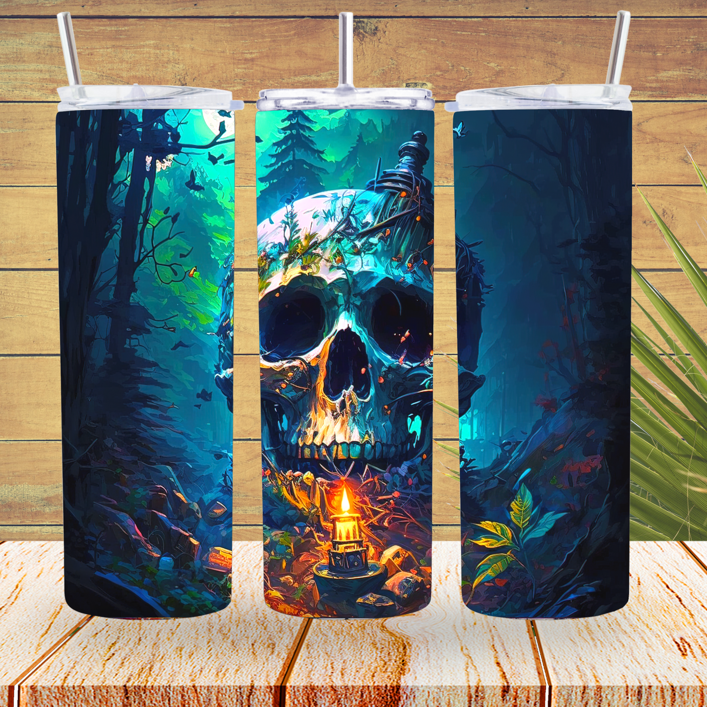 Ready to Use - Tumbler Wraps - Vinyl or Sublimation - Mystical Skull - TW100782