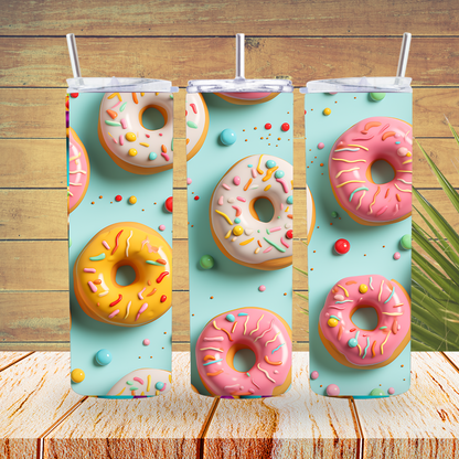 Ready to Use - Sublimation or Vinyl - Tumbler Wraps  - Donuts - TW100179