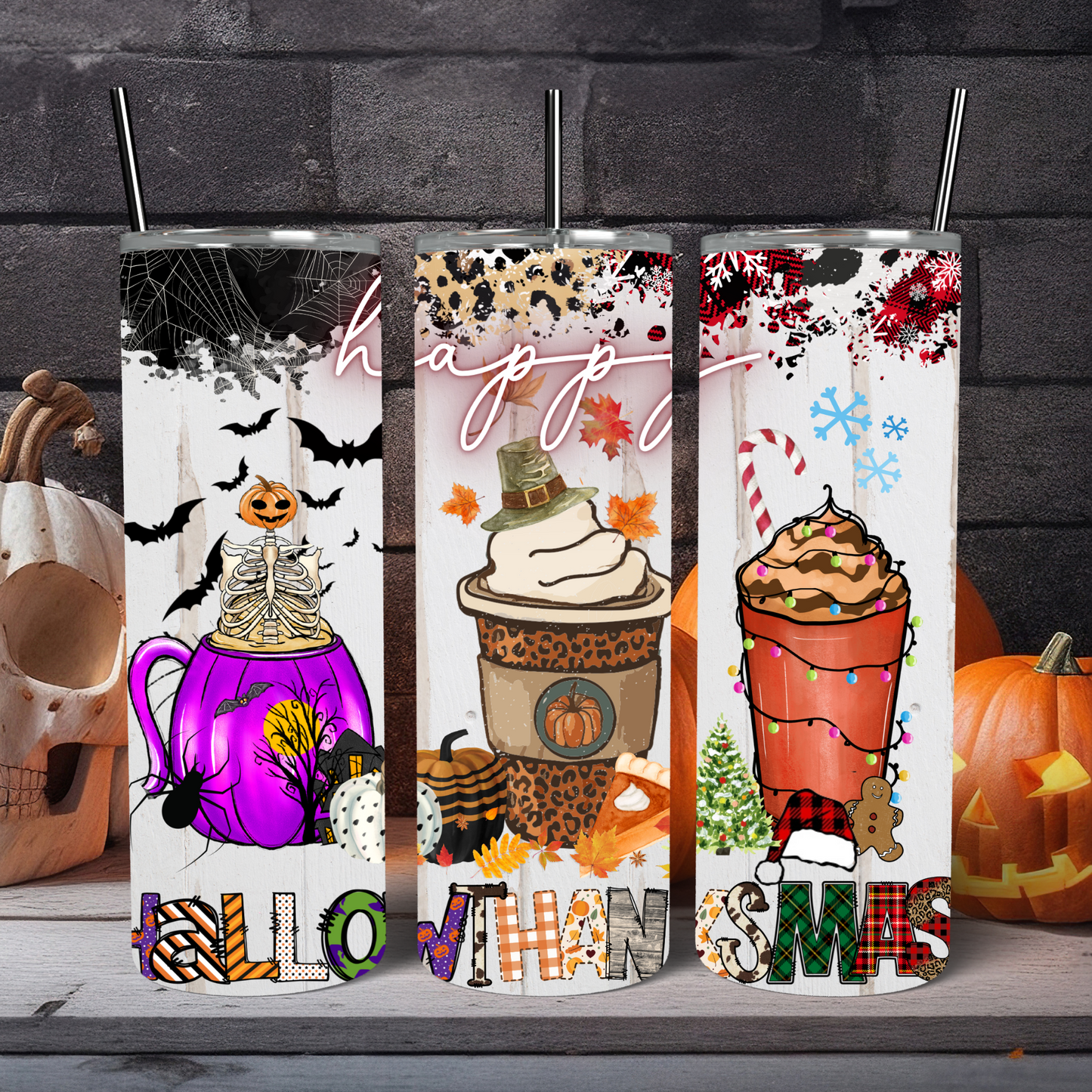 Ready to Use - Tumbler Wraps - Vinyl or Sublimation - Halloween - TW100845