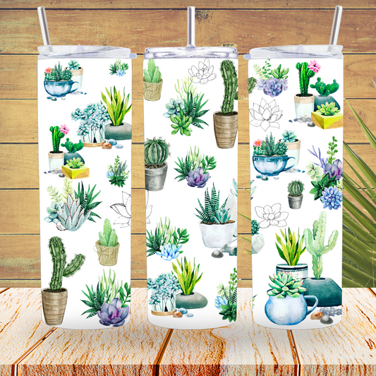 Ready to Use - Tumbler Wraps - Vinyl or Sublimation - Succulents - TW100923