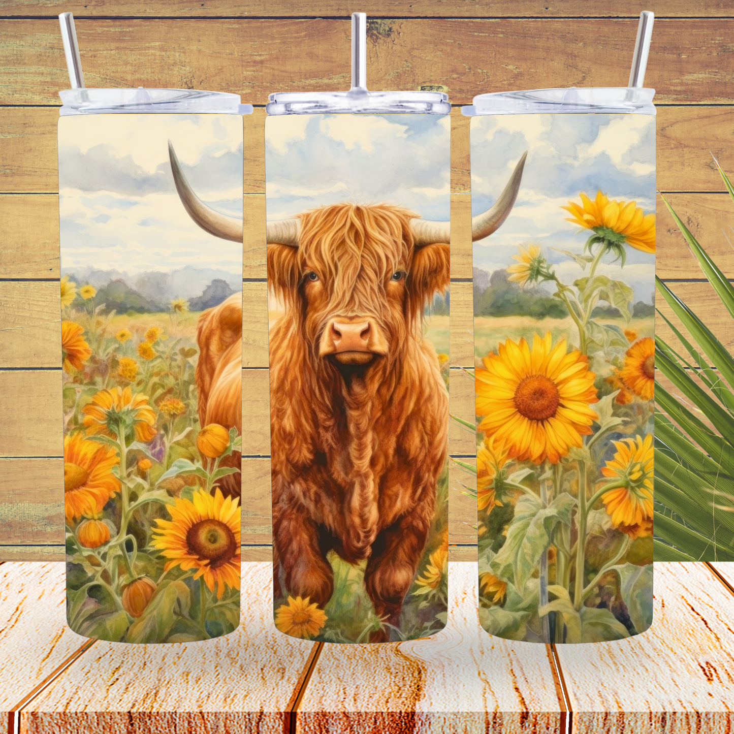 Ready to Use - Tumbler Wraps - Vinyl or Sublimation - Highland Cow - TW100867