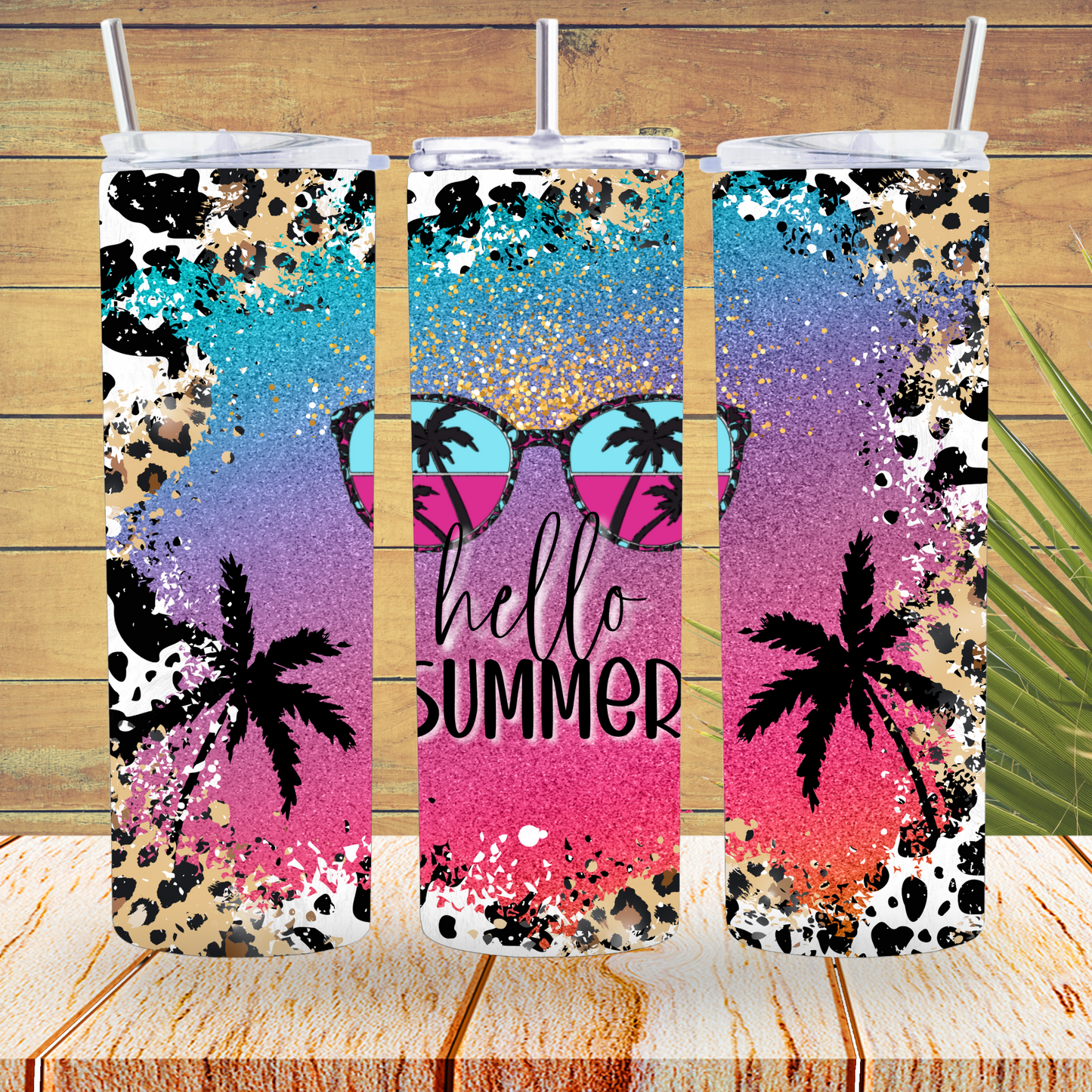 Ready to Use - Tumbler Wraps - Vinyl or Sublimation - Hello Summer Glasses - TW100806