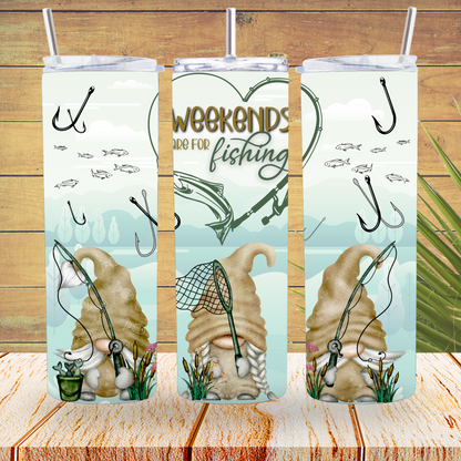 Ready to Use - Tumbler Wraps - Vinyl or Sublimation - Fishing Gnomes - TW100808