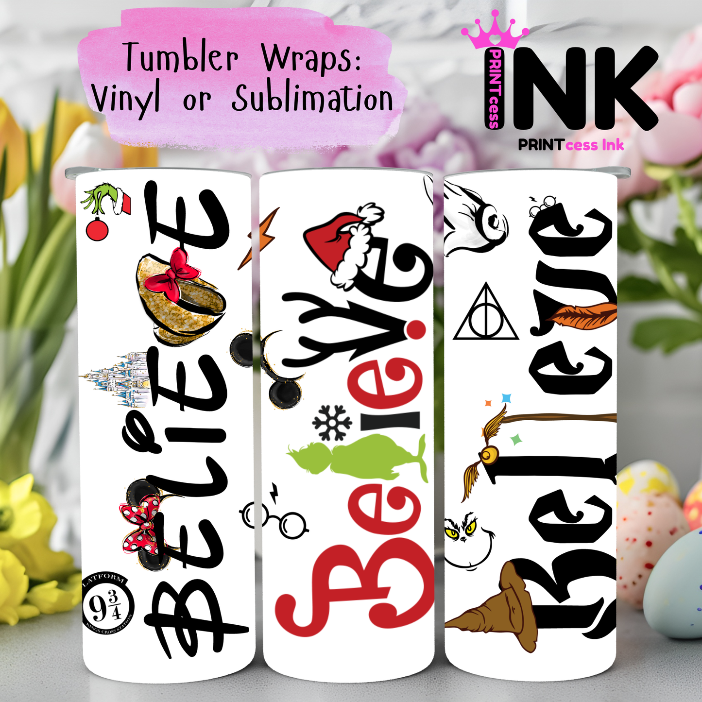 Ready to Use - Tumbler Wraps - Vinyl or Sublimation - Christmas- TW100981
