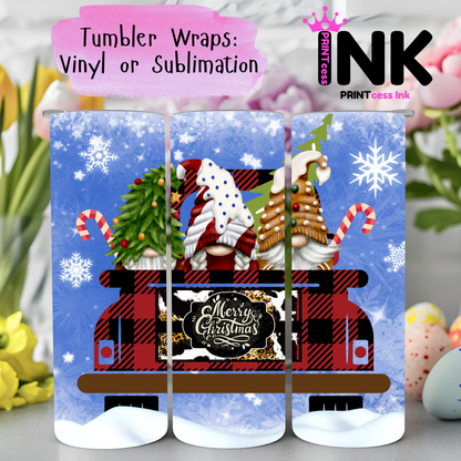 Ready to Use - Tumbler Wraps - Vinyl or Sublimation - Christmas Truck- TW100990