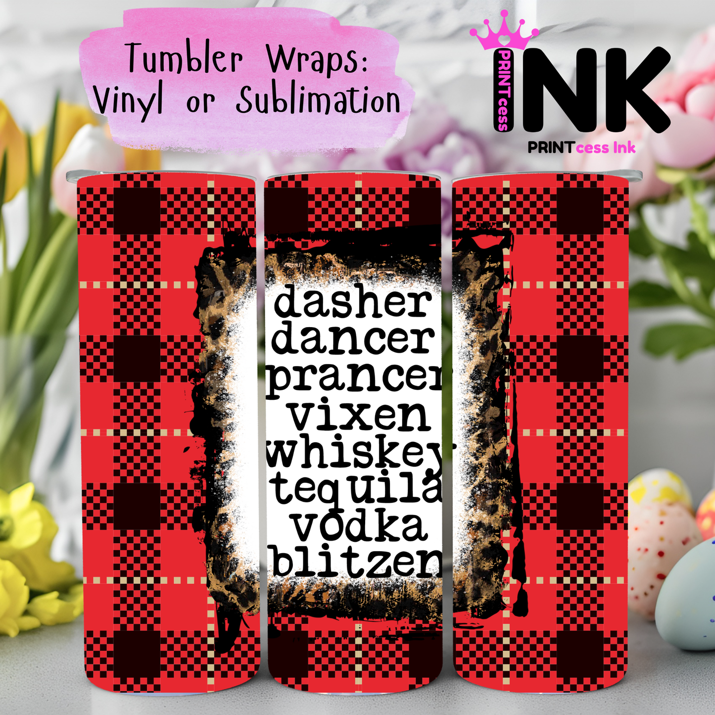 Ready to Use - Tumbler Wraps - Vinyl or Sublimation - Christmas- TW100985