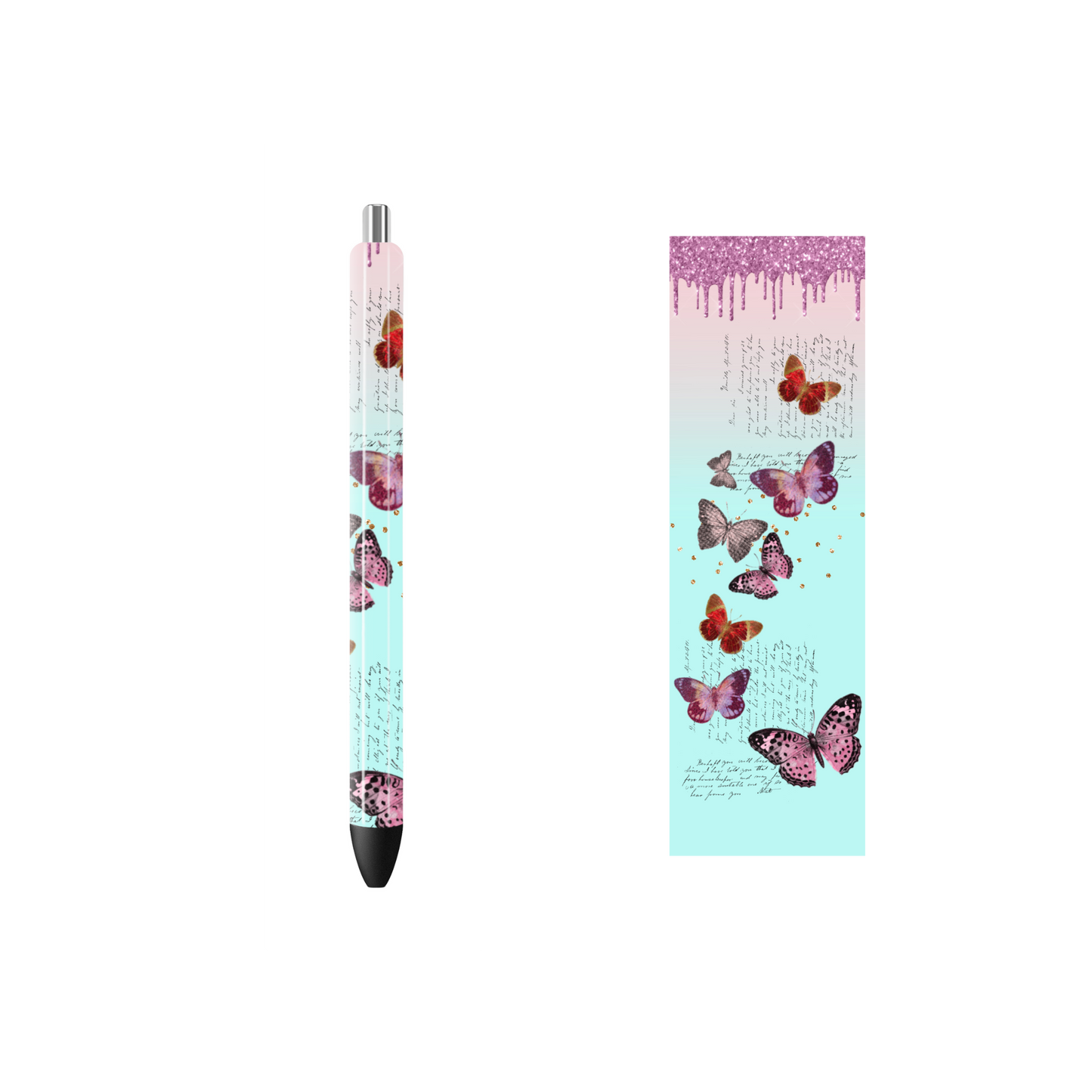 Pen Wrap Vinyl Prints - Butterfly - P100001 - Cutey K Blanks