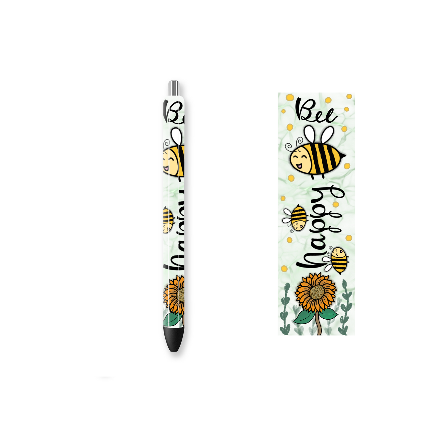 Pen Wrap Vinyl Prints - Bee Happy - P100017 - Cutey K Blanks