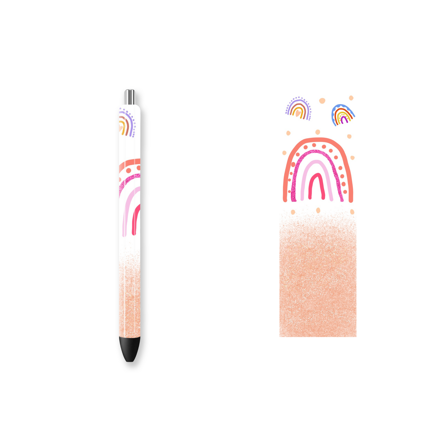 Pen Wrap Vinyl Prints - Peach Rainbow - P100003 - Cutey K Blanks