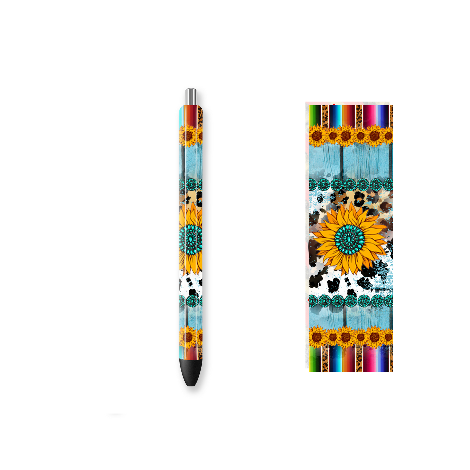 Pen Wrap Vinyl Prints - Western Sunflower - P100028 - Cutey K Blanks