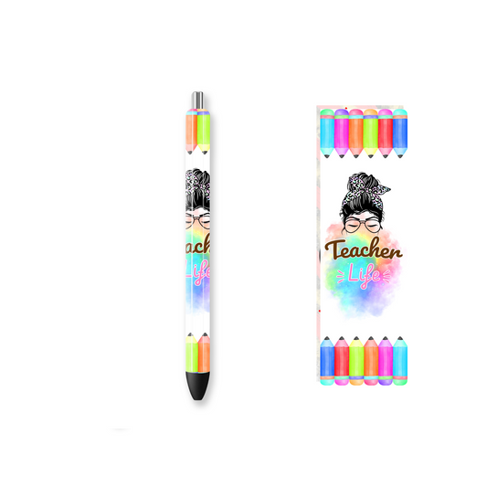 Pen Wrap Vinyl Prints - Teacher Life - P100038 - Cutey K Blanks