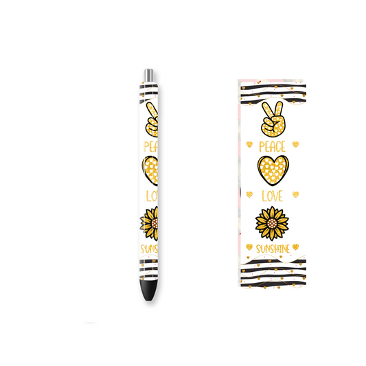 Pen Wrap Vinyl Prints - Peace Love Sunshine - P100048 - Cutey K Blanks