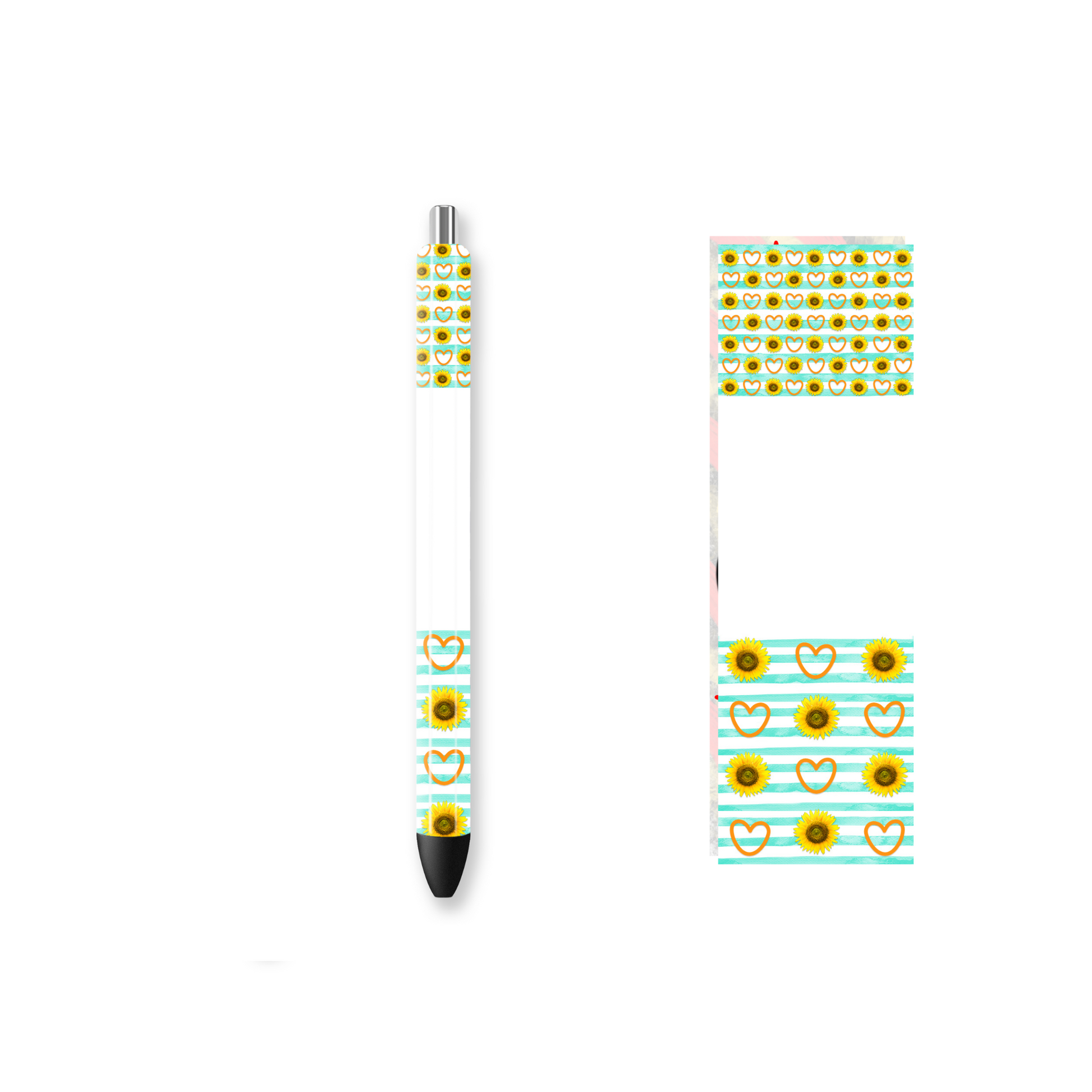 Pen Wrap Vinyl Prints - Sunflower Hearts - P100049 - Cutey K Blanks