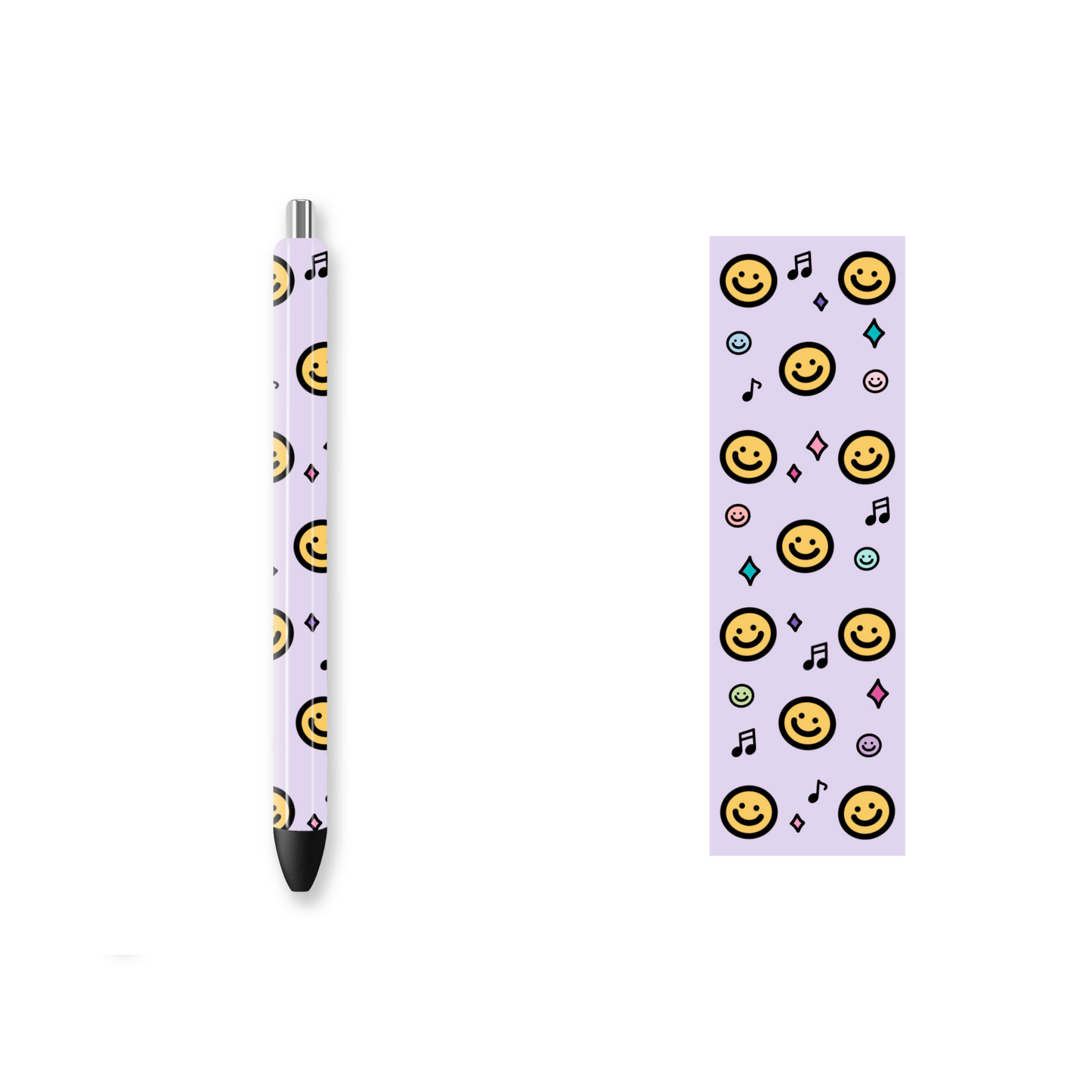 Pen Wrap Vinyl Prints - Smiley Face - P100008 - Cutey K Blanks