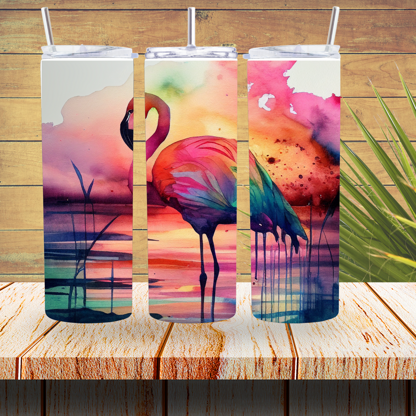 Tumbler Wraps  - Watercolour Flamingo - TW100111 - Cutey K Blanks