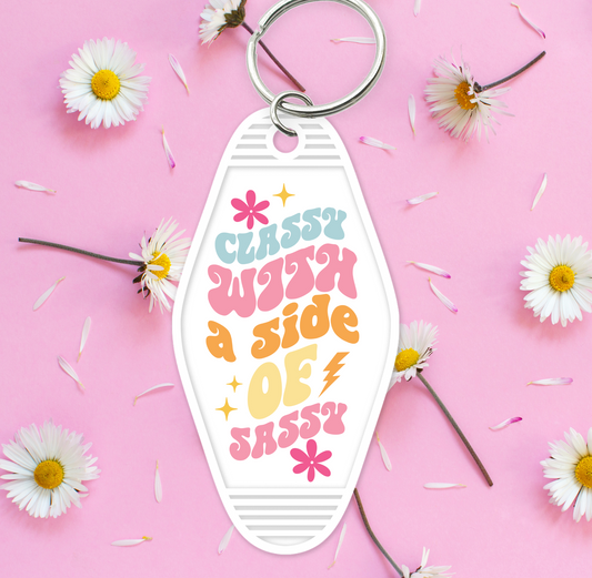 UV DTF Motel Keychain - Classy With A Side of Sassy - UVDTFKEY065