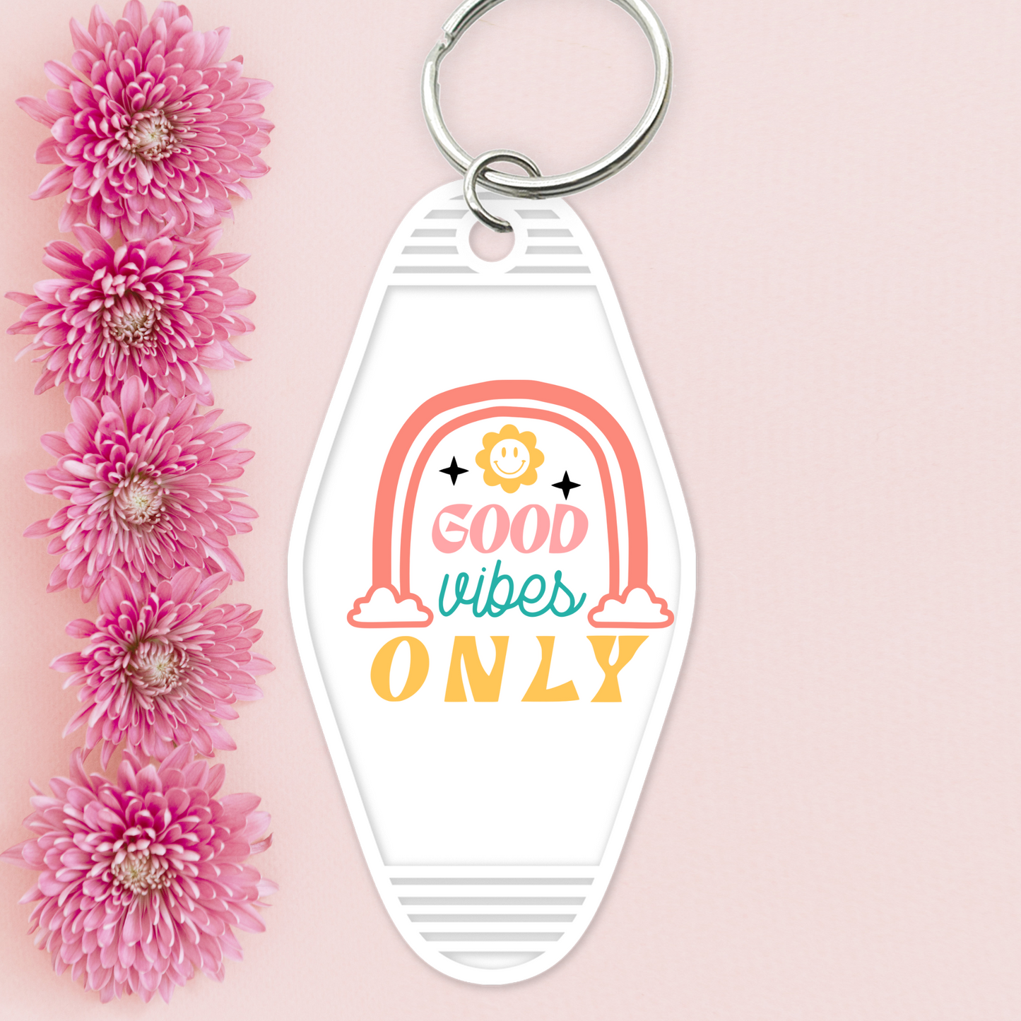 UV DTF Motel Keychain - Good Vibes Only - UVDTFKEY021