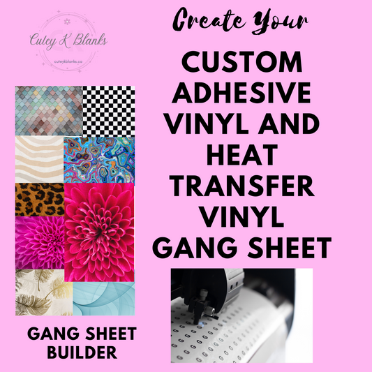 Custom Patterned Adhesive Vinyl or Heat Transfer Vinyl GANG SHEET