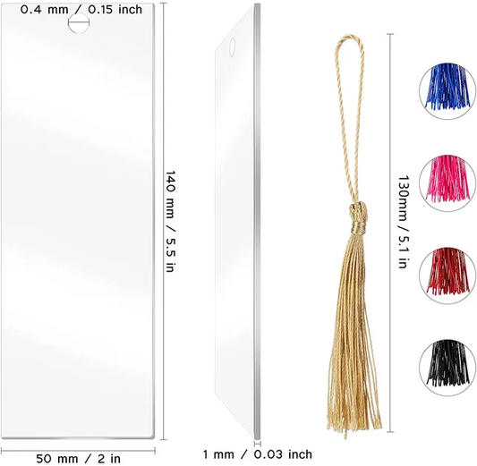 Clear Acrylic Bookmark with Tassel - See listing for Tiered Pricing - Cutey K Blanks