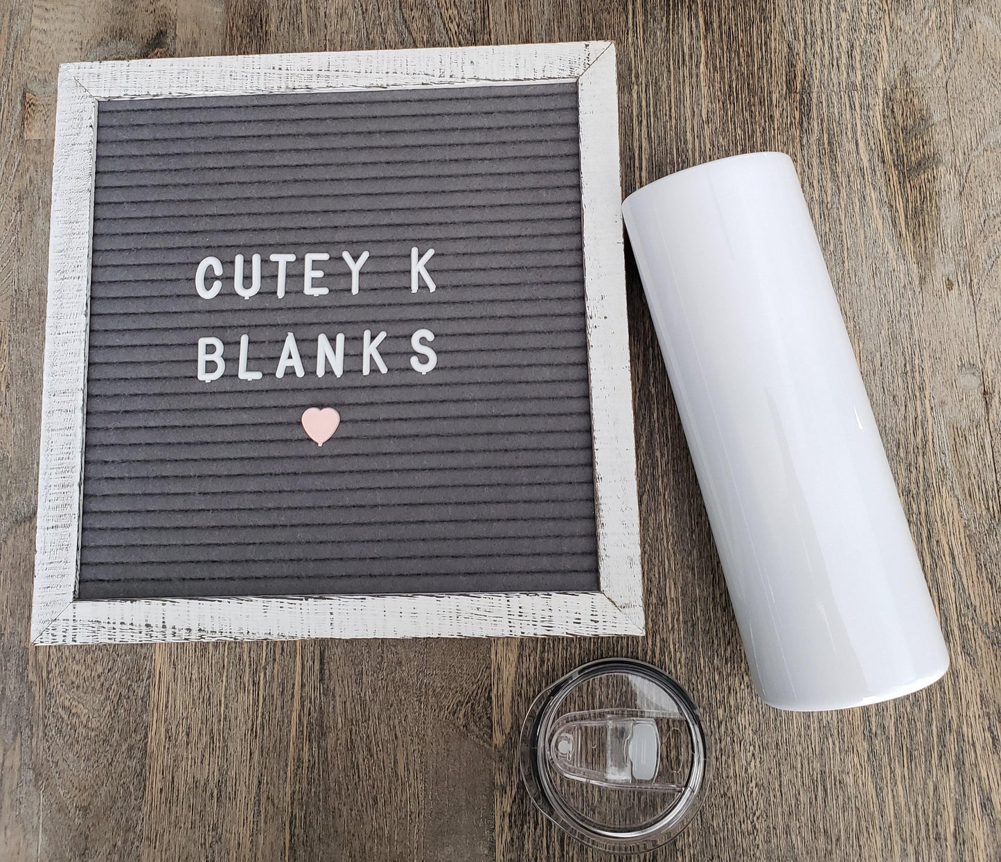 20oz White Sublimation Straight Tumbler with Slide Lid - Cutey K Blanks