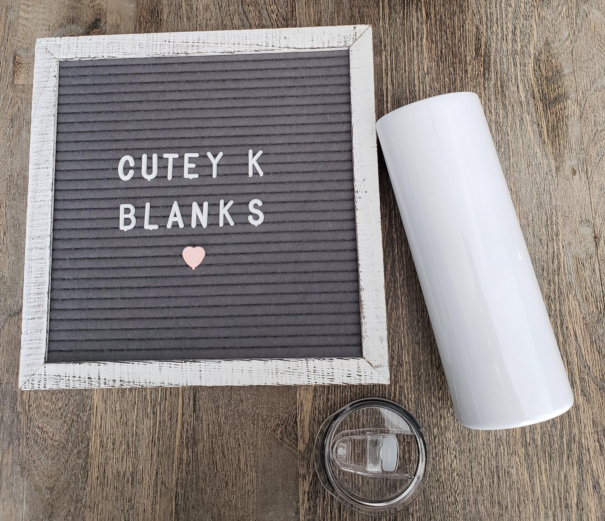 20oz White Sublimation Straight Tumbler with Slide Lid - Cutey K Blanks