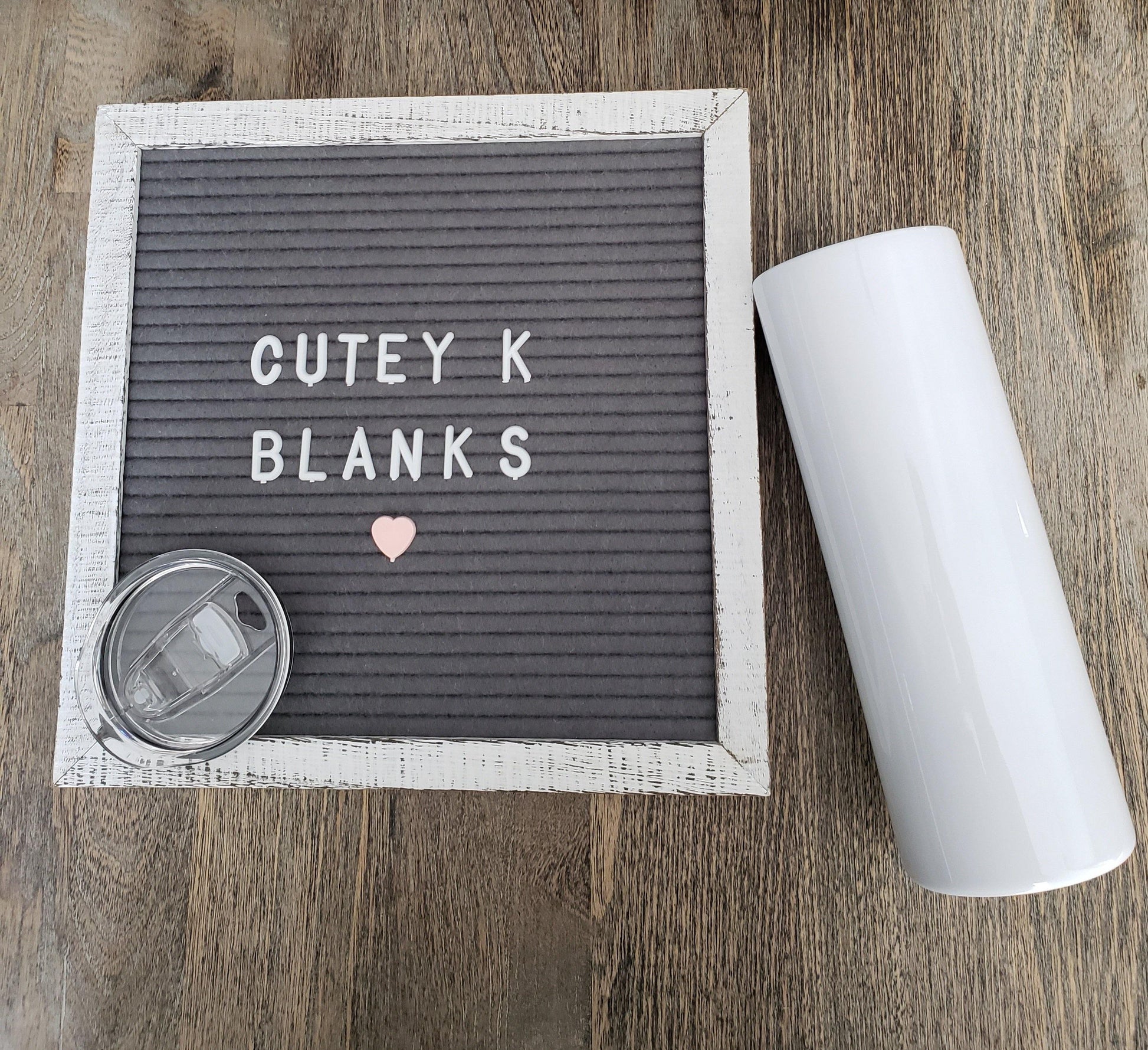 20oz White Sublimation Straight Tumbler with Slide Lid - Cutey K Blanks