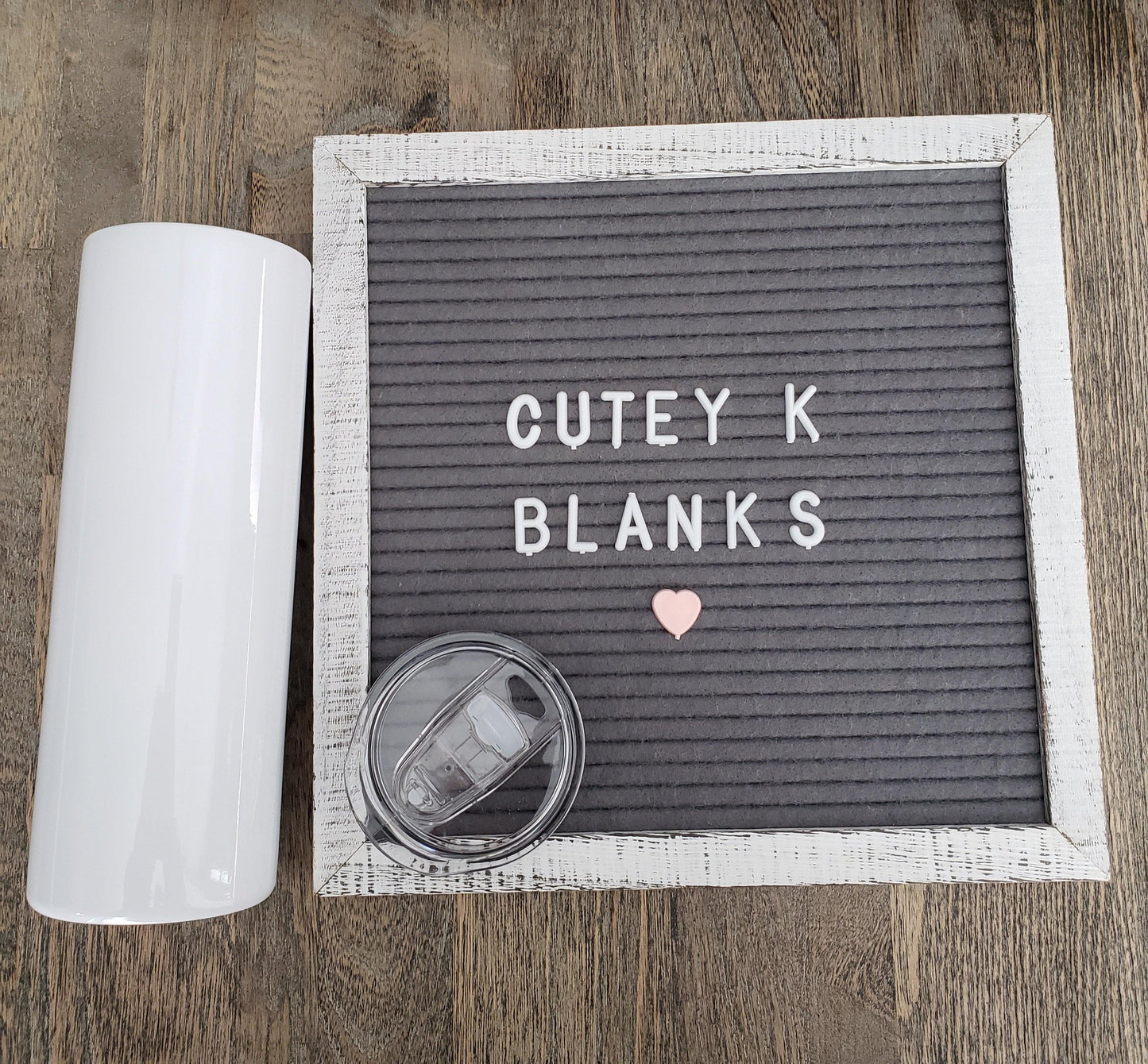 30oz White Sublimation Straight Tumbler with Slide Lid - Cutey K Blanks