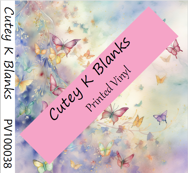 Printed Vinyl and HTV  - Whimsical Butterfly - PV100038 - Cutey K Blanks