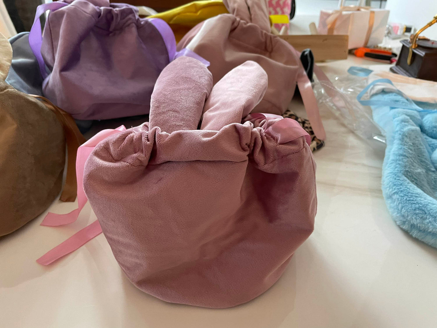 Easter Drawstring Velvet Bunny Ear Basket for Sublimation and HTV - Cutey K Blanks