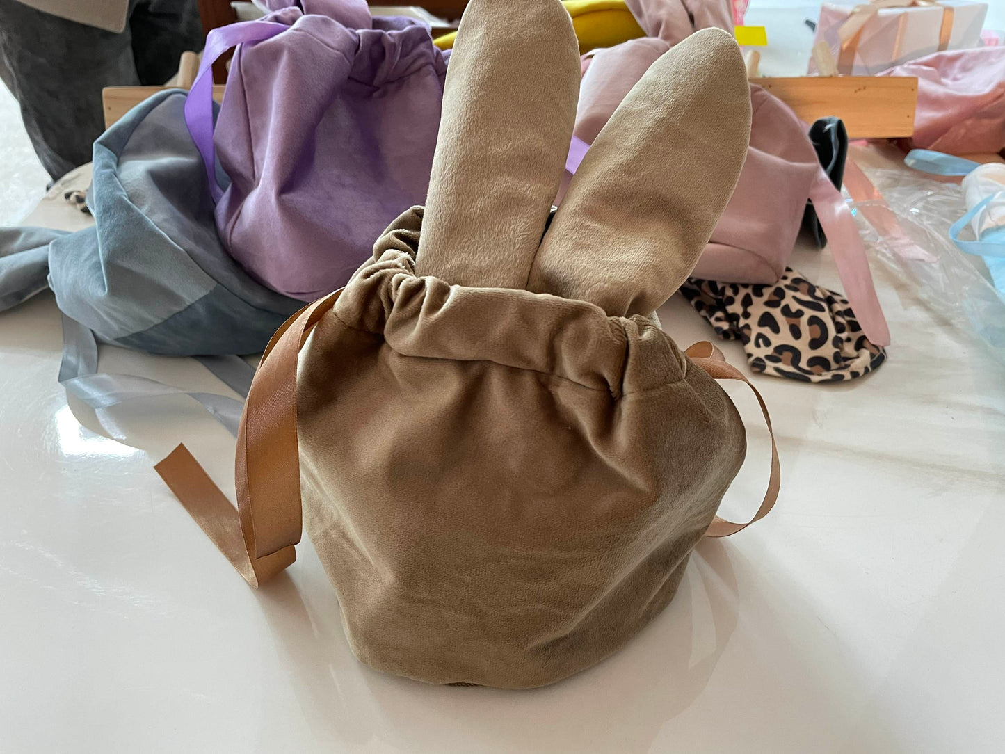 Easter Drawstring Velvet Bunny Ear Basket for Sublimation and HTV - Cutey K Blanks