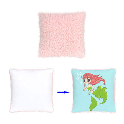 Plush Sublimation Cushion Cover with Pink or Grey Plush - Cutey K Blanks