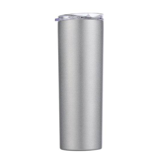 20oz Silver Steel Straight Tumbler with Slide Lid - Cutey K Blanks