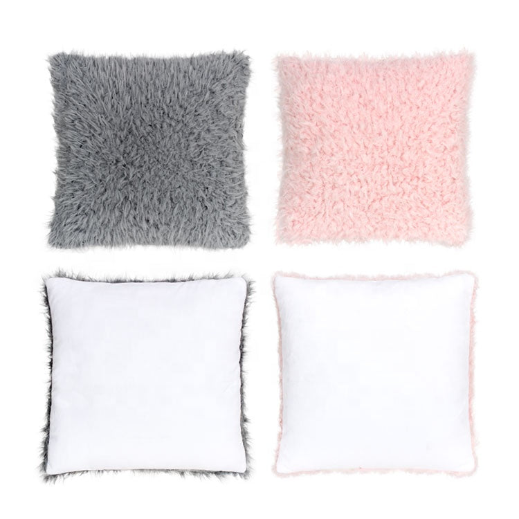 Plush Sublimation Cushion Cover with Pink or Grey Plush - Cutey K Blanks