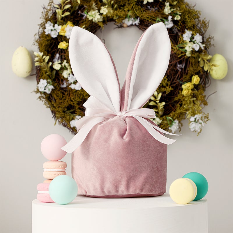 Easter Drawstring Velvet Bunny Ear Basket for Sublimation and HTV - Cutey K Blanks