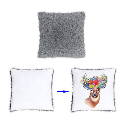 Plush Sublimation Cushion Cover with Pink or Grey Plush - Cutey K Blanks