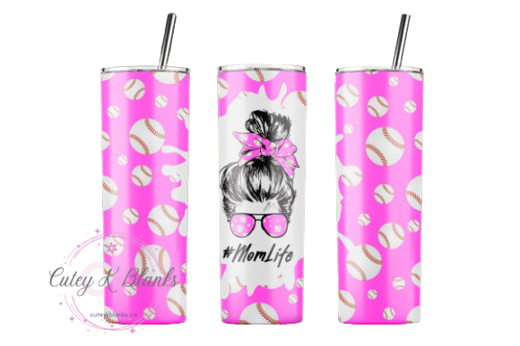 Tumbler Wraps  - Pink Baseball Mom Life - TW100014 - Cutey K Blanks